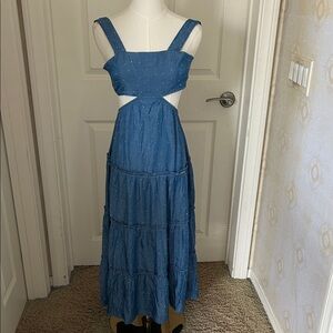 Backless Blue Dress with Rhinestones in Size Extra Small NWOT